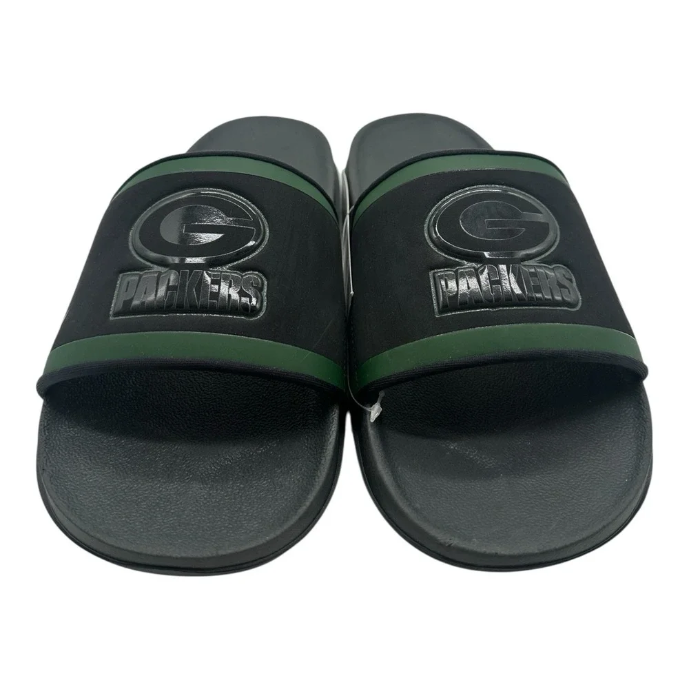 Nike Off Court Green Bay Packers Slides‎ Mens Sz 9 Black Sandals NFL DD0539-001